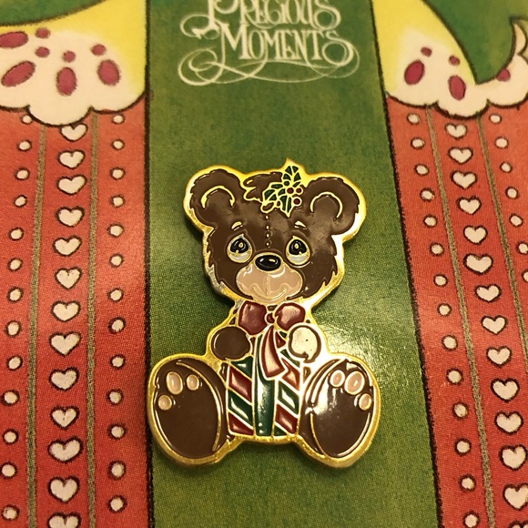 Vintage Precious Moments Pin Christmas Bear 1995 Surry Collectibles Ornament - Picture 5 of 11